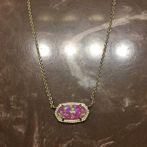 Kendra Scott Elisa necklace with pink druzy